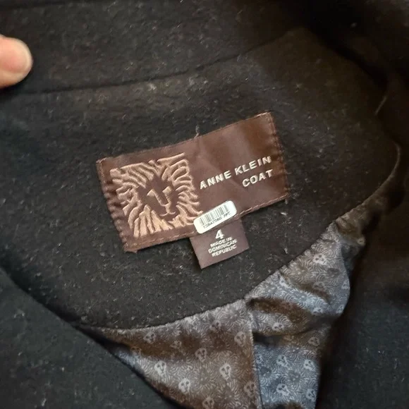 Anne Klein Black Wool Blend Pea Coat